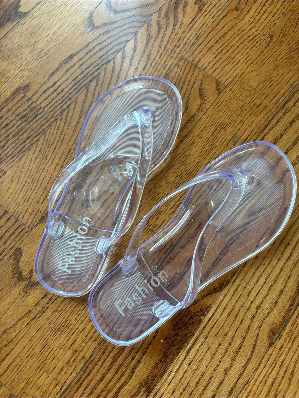 Clear Jelly Flip Flop Sandals - Transparent with Lilac Tint